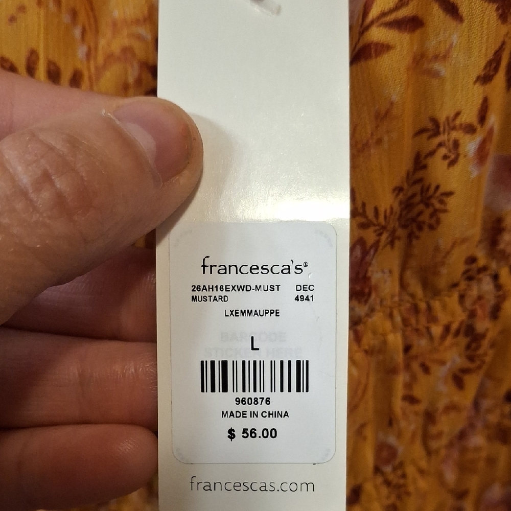5/$25- NWT-Maimi  Long Sleeve Dress with Ruffled Tie Front - Picture 4 of 5